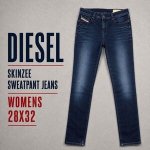 Diesel‎ Skinzee Sweatpant Jeans Womens 28x32 Dark Wash Super Slim Skinny Blue